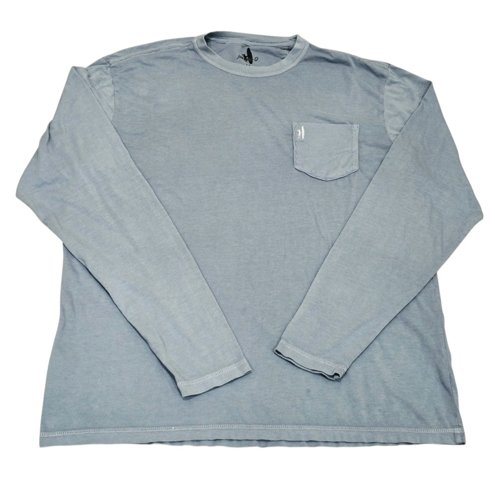 johnnie-O Long Sleeve Pocket T-Shirt Men's M Blue Washed Surf Casual